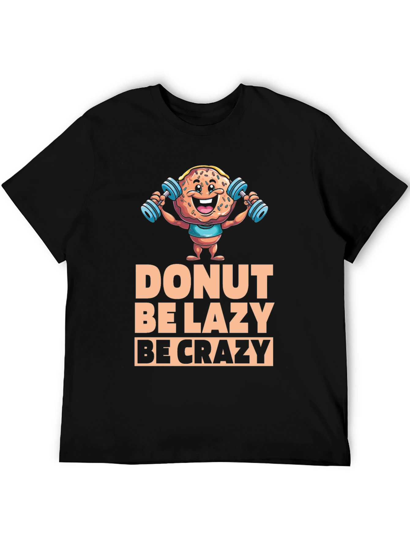 Camiseta Negra con Diseño de Donut Motivacional