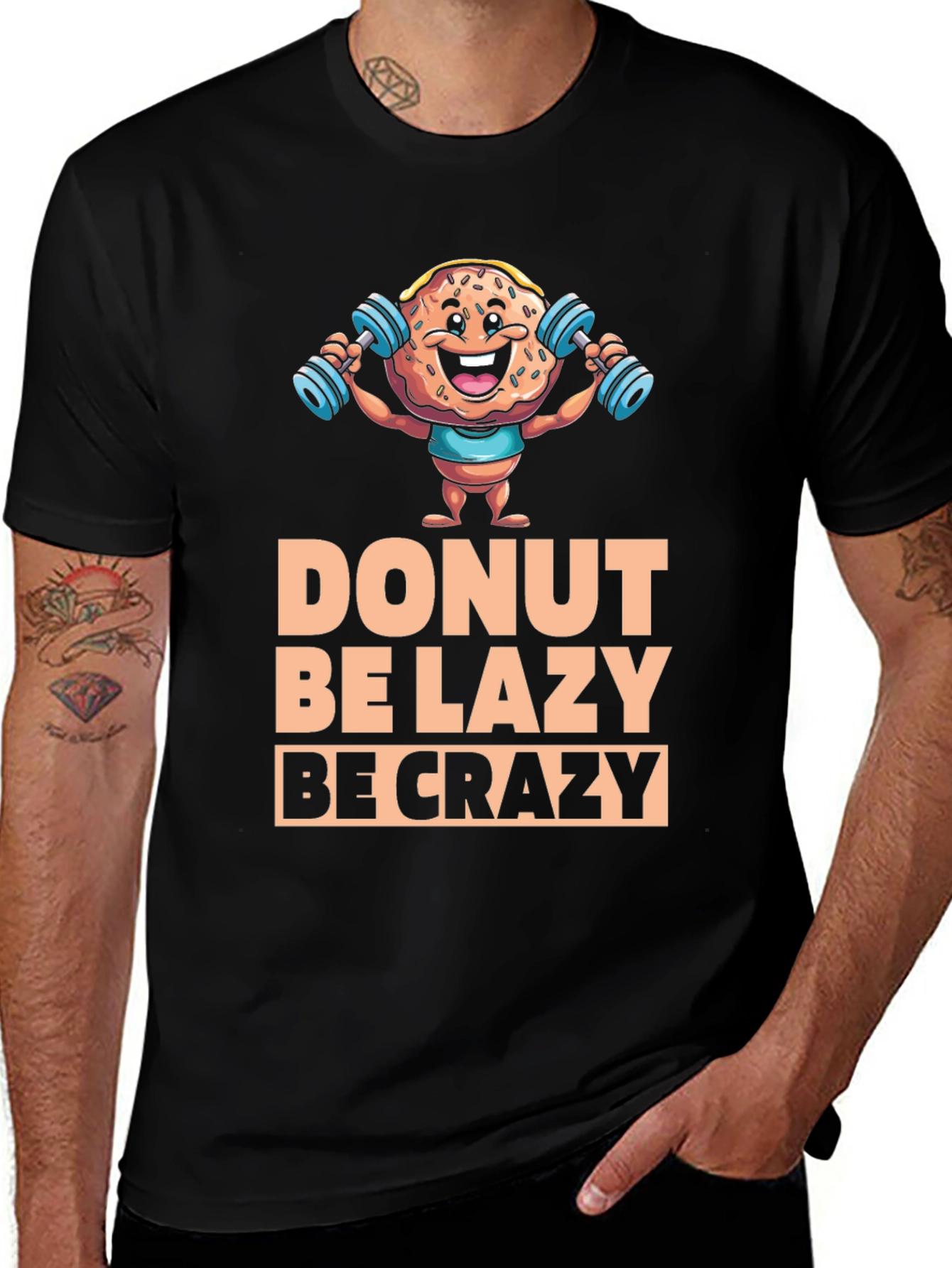 Camiseta Negra con Diseño de Donut Motivacional