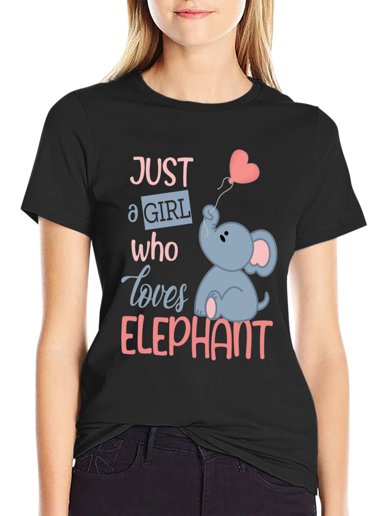 Camiseta Negra con Diseño de Elefante para Niñas