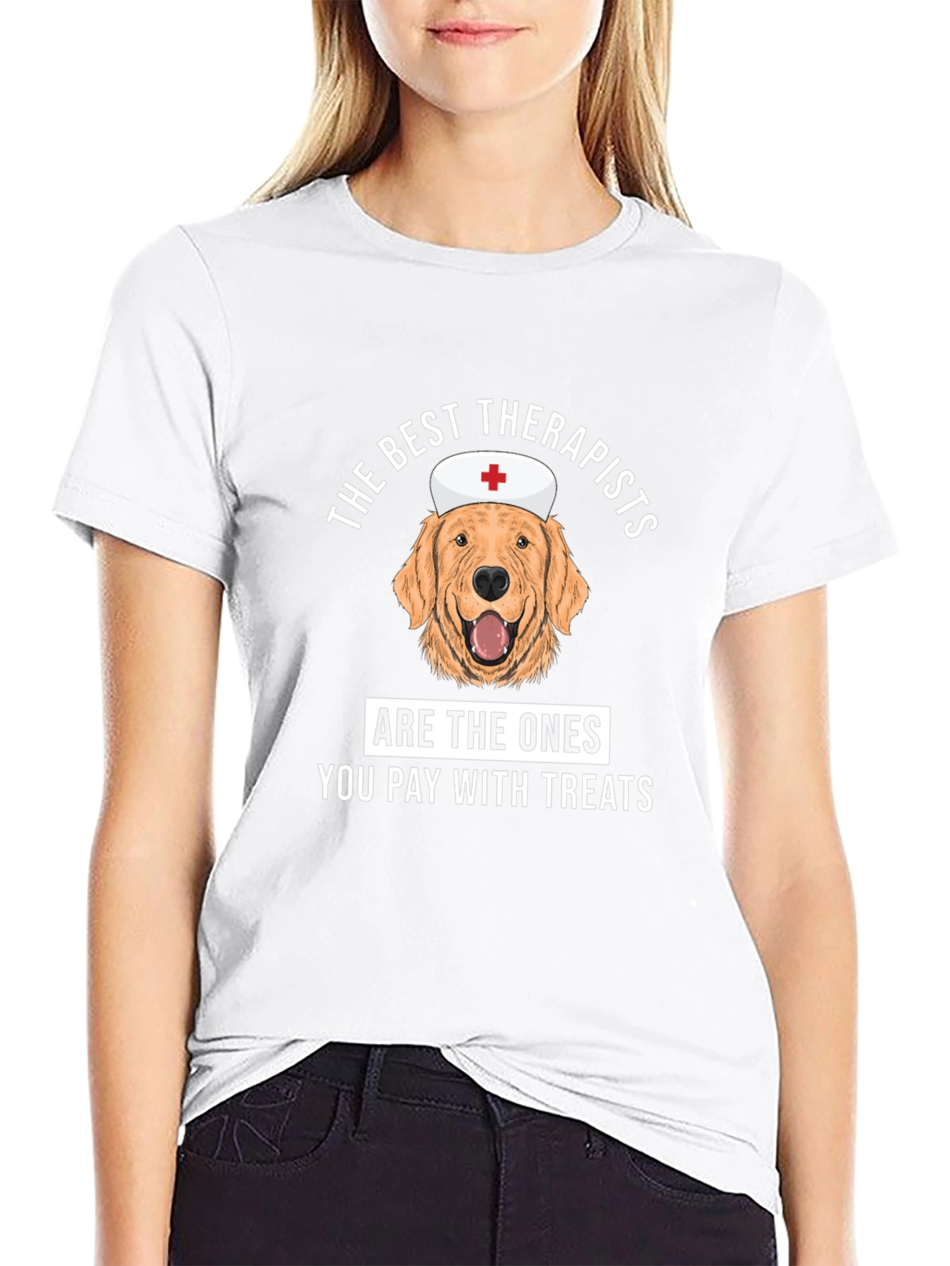 Camiseta Negra The Best Therapists con Perro Terapeuta