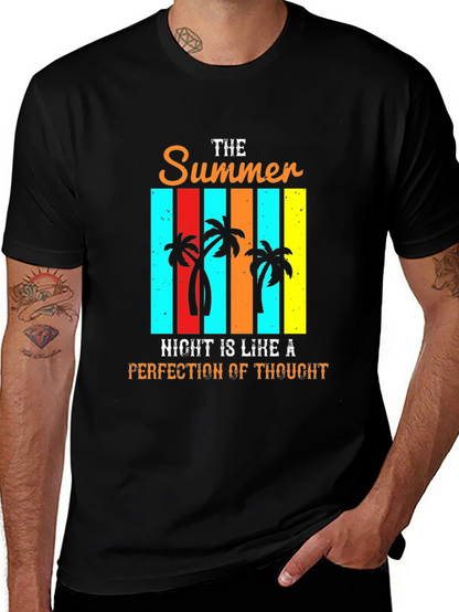 Camiseta Negra Estampada de Verano para Hombre