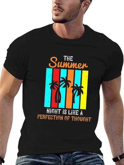 Camiseta Negra Estampada de Verano para Hombre