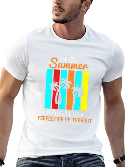 Camiseta Negra Estampada de Verano para Hombre