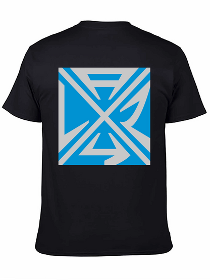 Camiseta Negra con Diseño Abstracto Azul
