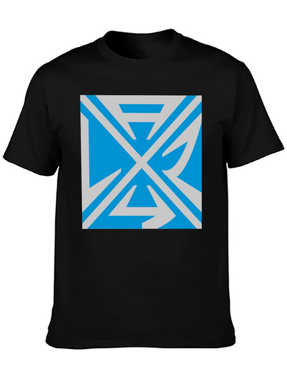 Camiseta Negra con Diseño Abstracto Azul