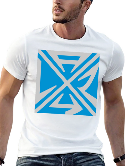 Camiseta Negra con Diseño Abstracto Azul