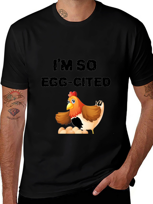 Camiseta Negra con Diseño de Pollo Divertido
