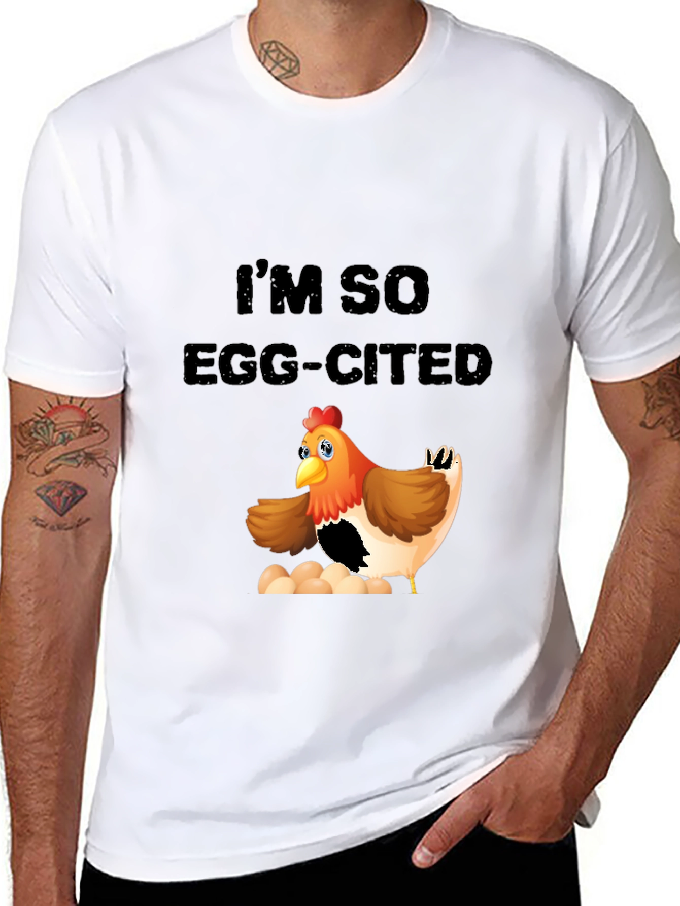 Camiseta Negra con Diseño de Pollo Divertido