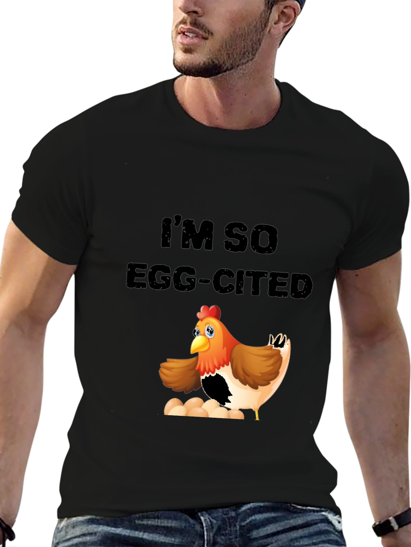 Camiseta Negra con Diseño de Pollo Divertido