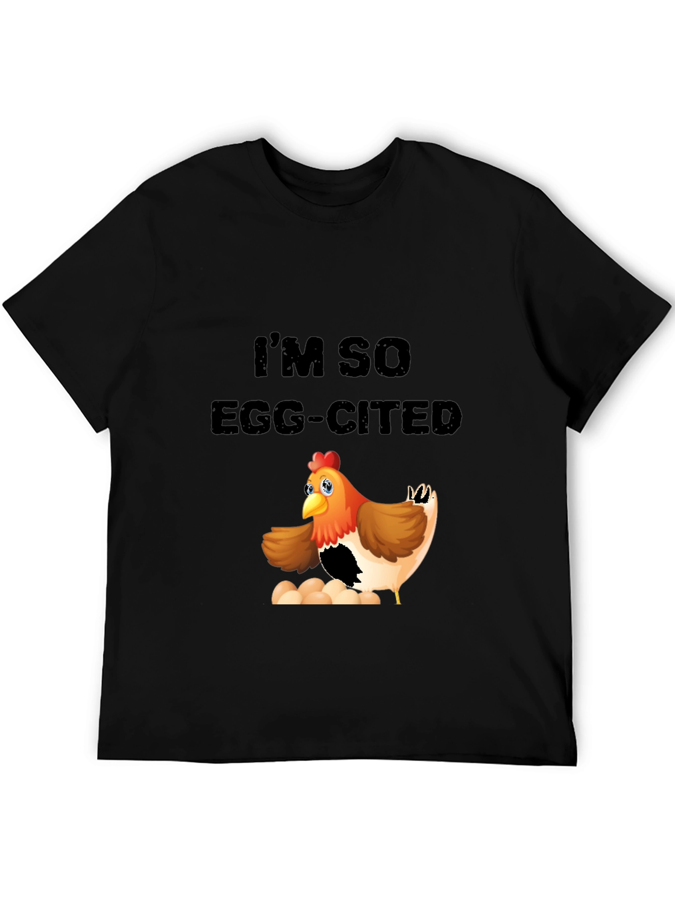 Camiseta Negra con Diseño de Pollo Divertido
