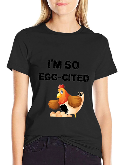 Camiseta Negra con Diseño de Pollo Divertido