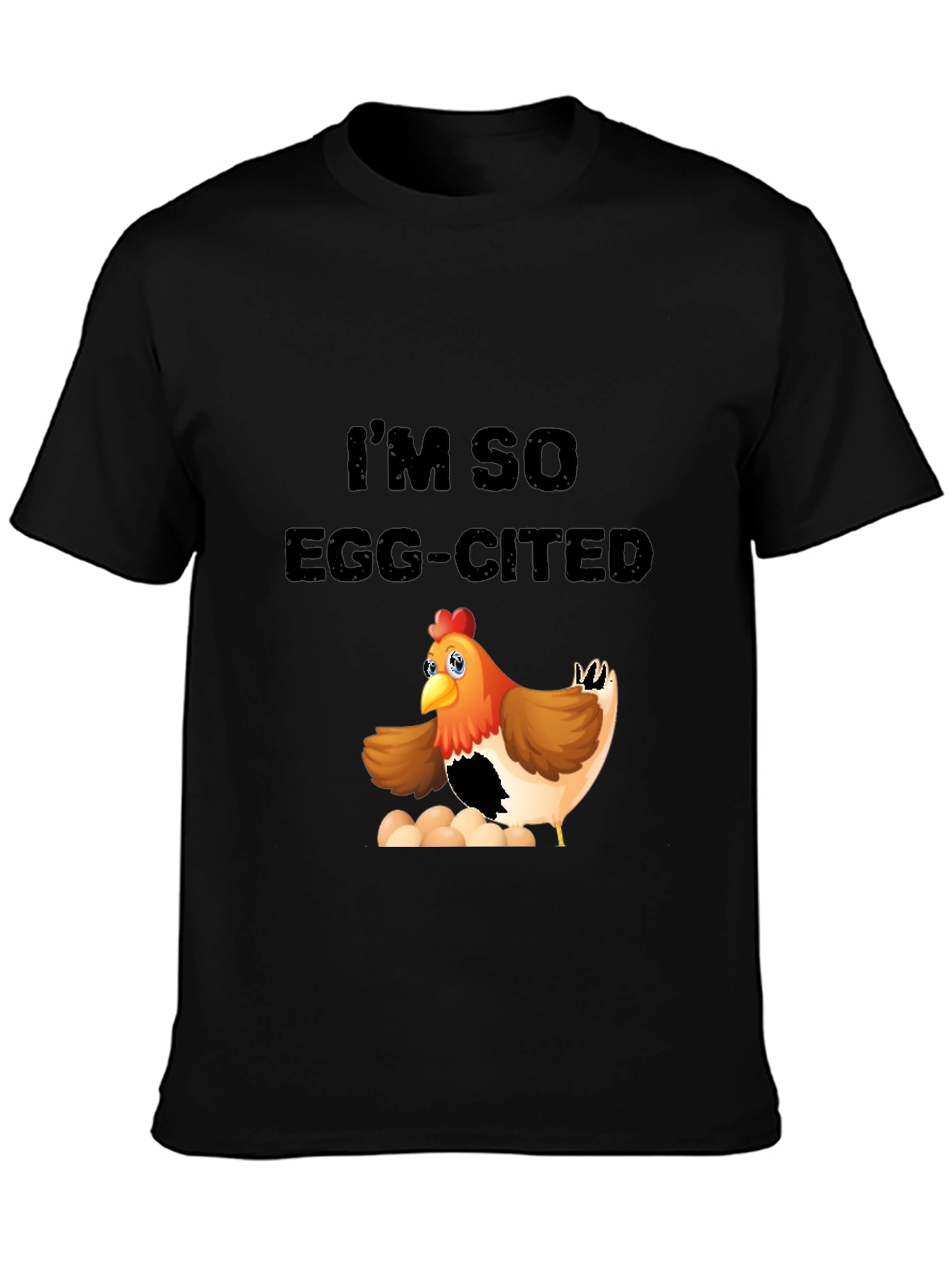 Camiseta Negra con Diseño de Pollo Divertido