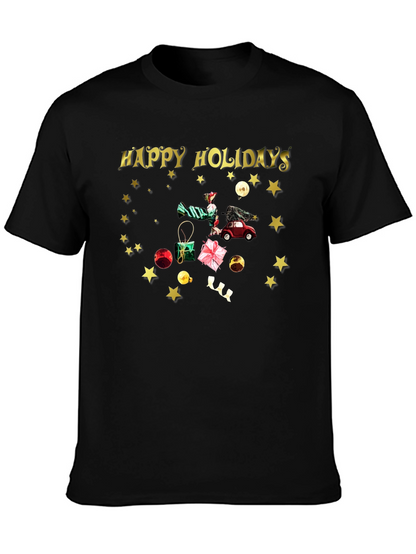Camiseta Festiva Negra Felices Fiestas