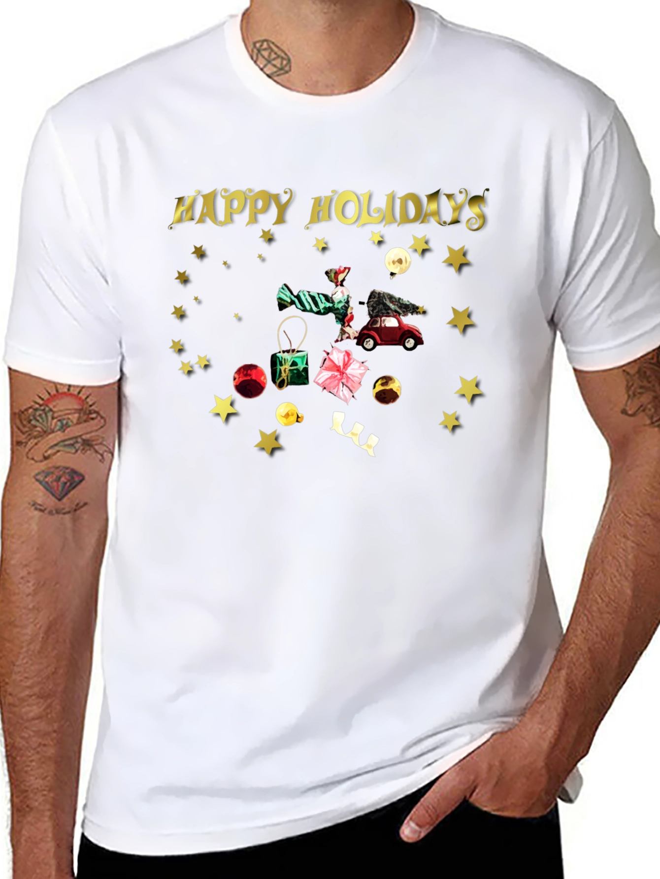 Camiseta Festiva Negra Felices Fiestas