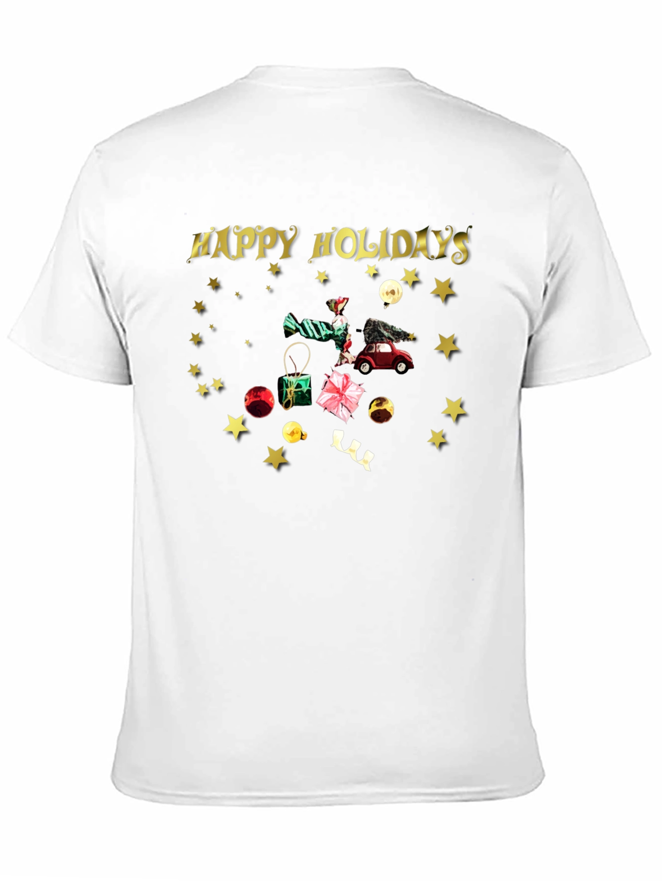Camiseta Festiva Negra Felices Fiestas