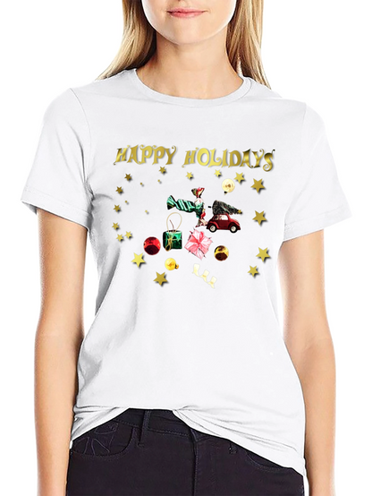 Camiseta Festiva Negra Felices Fiestas