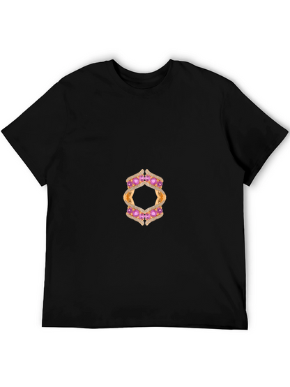 Camiseta Negra con Diseño de Joyería Abstracta