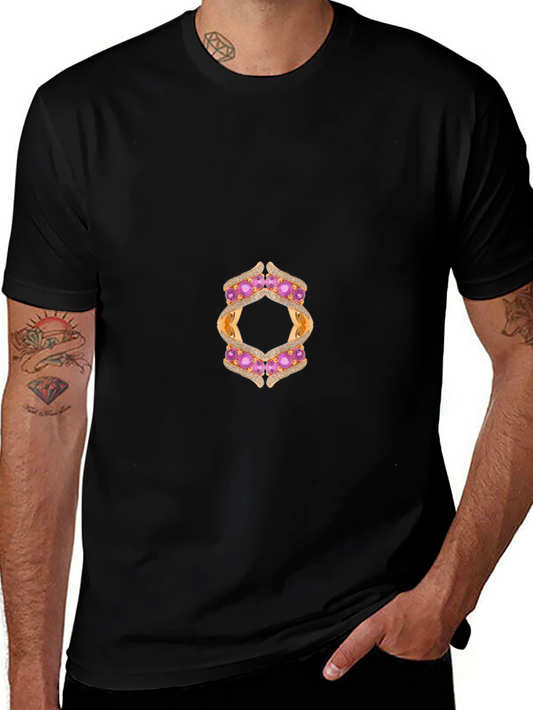 Camiseta Negra con Diseño de Joyería Abstracta