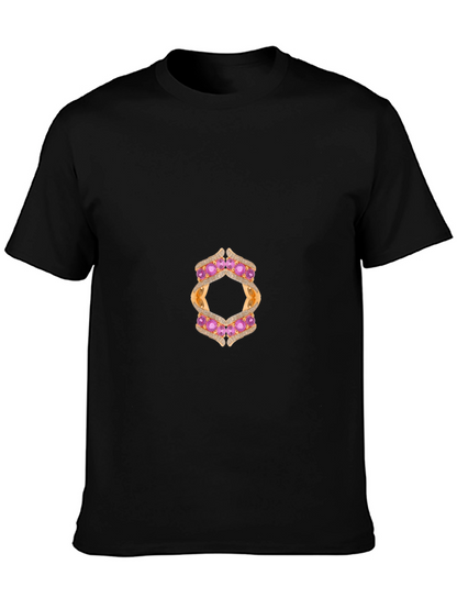 Camiseta Negra con Diseño de Joyería Abstracta