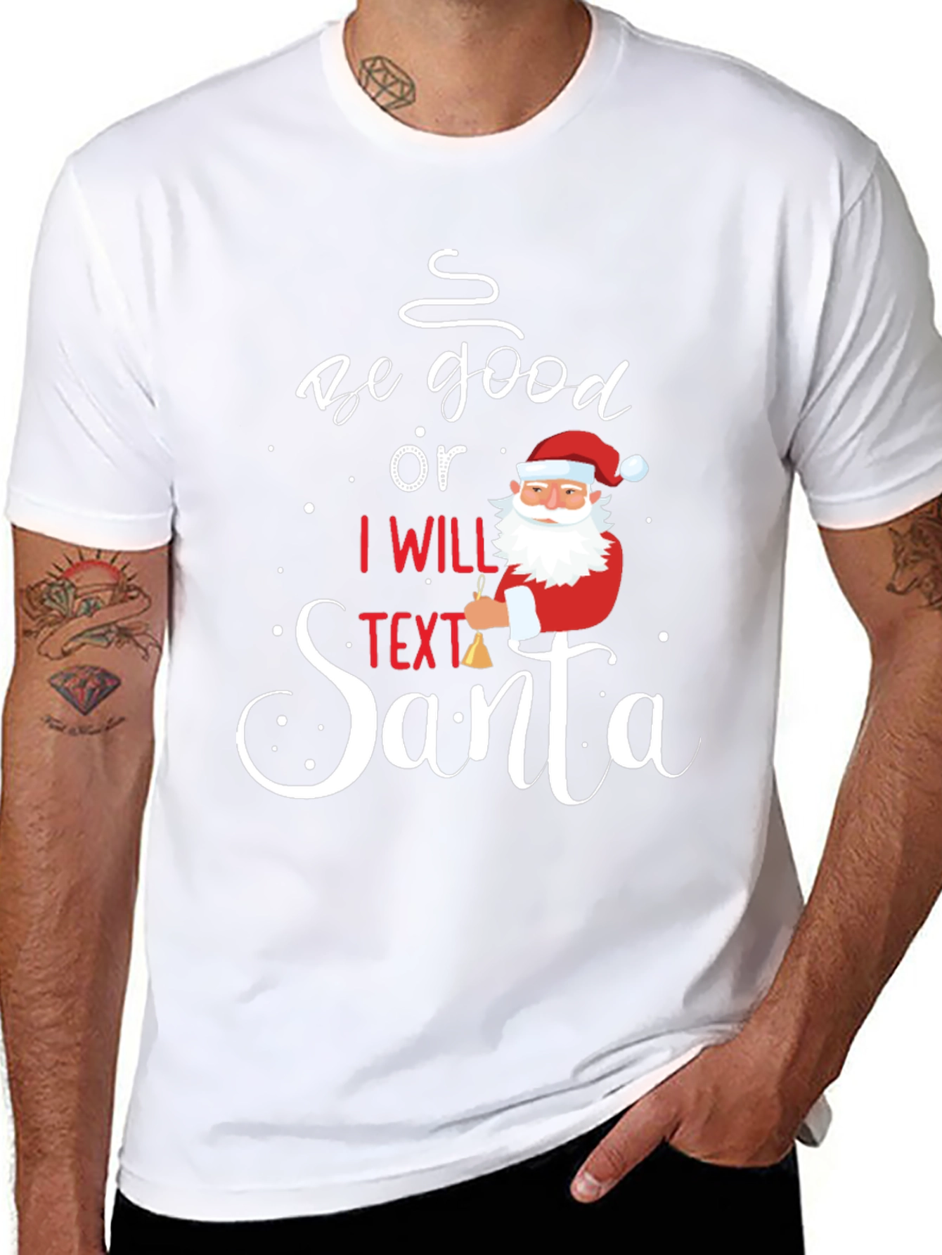 Camiseta Navideña Sé Bueno o Textéo a Santa