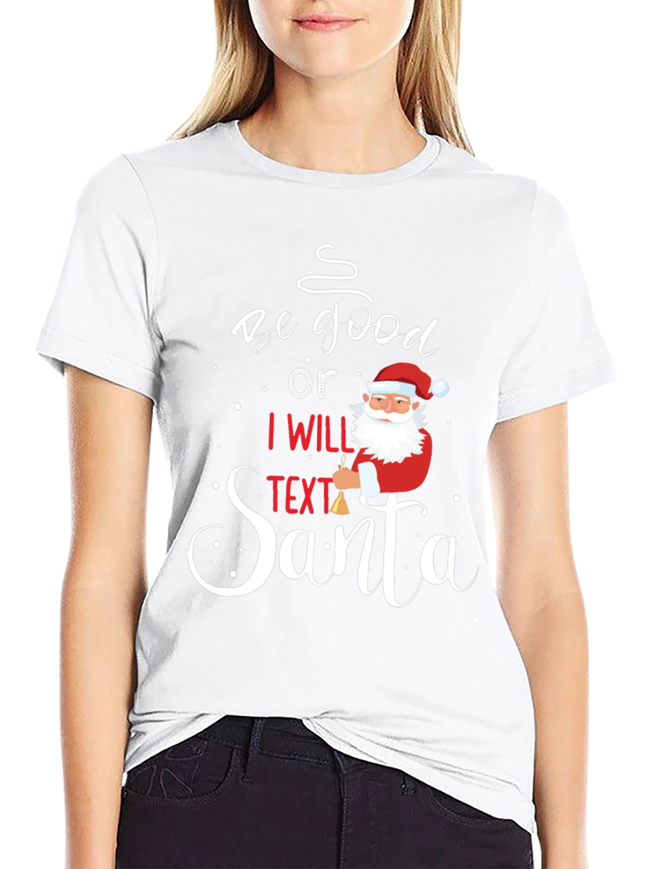 Camiseta Navideña Sé Bueno o Textéo a Santa