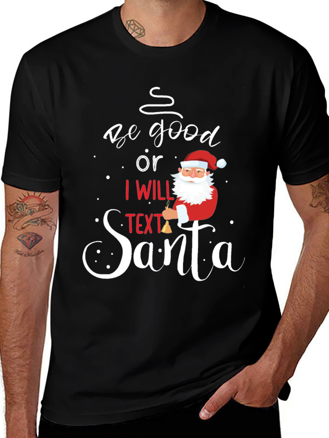 Camiseta Navideña Sé Bueno o Textéo a Santa