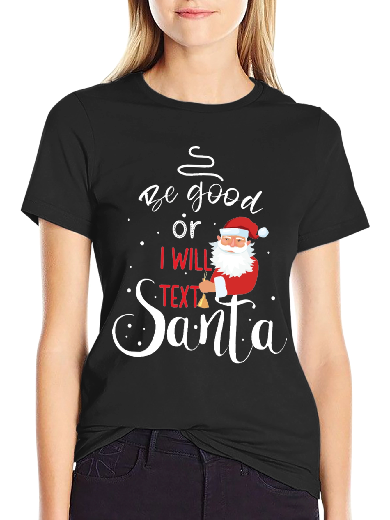 Camiseta Navideña Sé Bueno o Textéo a Santa