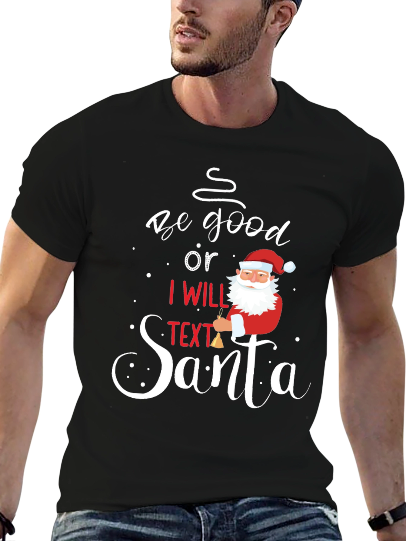 Camiseta Navideña Sé Bueno o Textéo a Santa