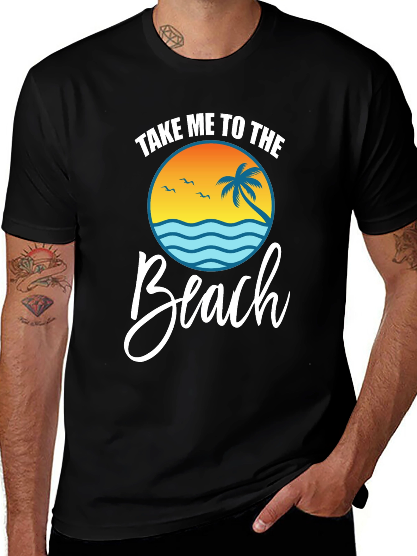 Camiseta Negra Llévame a la Playa Estilo Vacacional