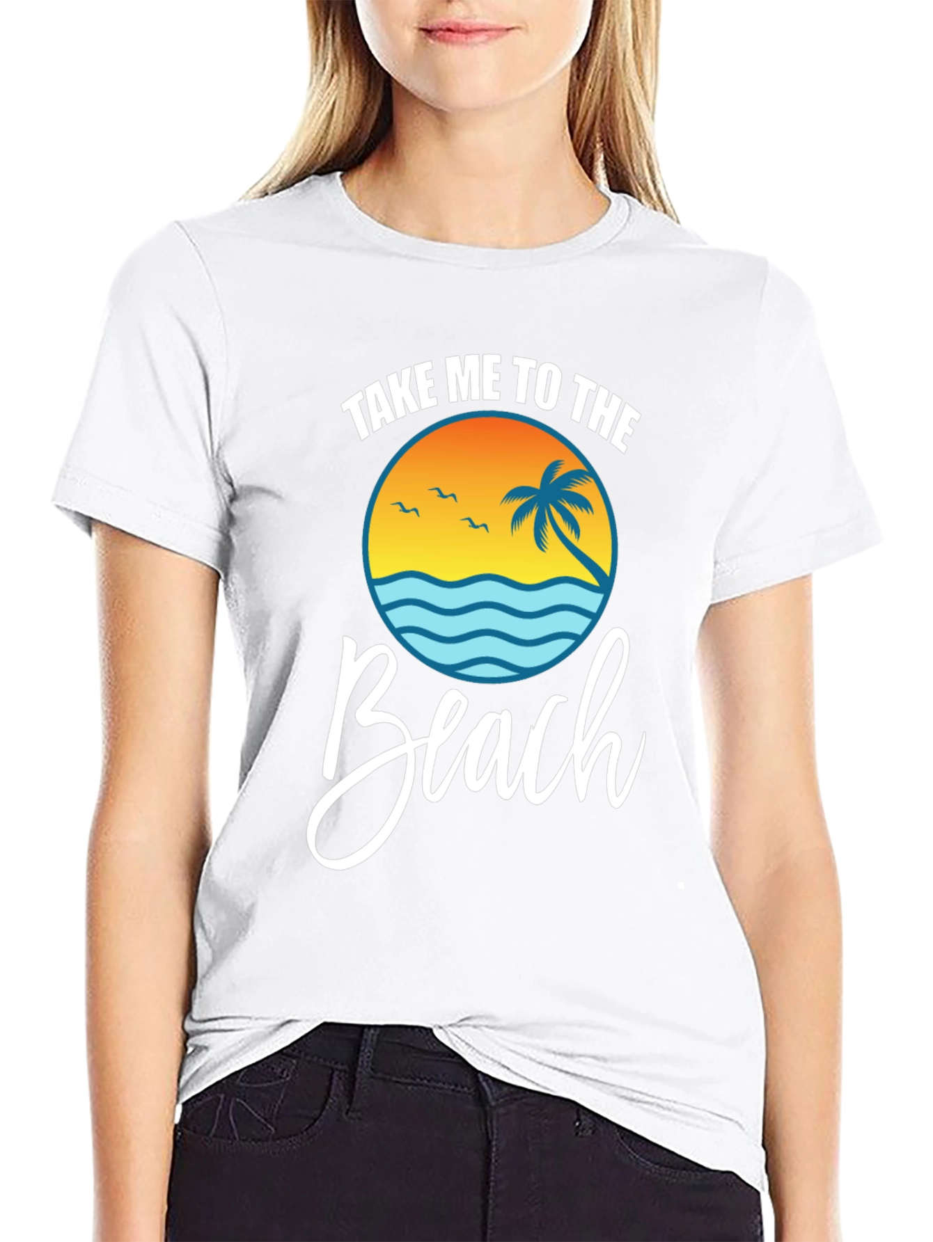 Camiseta Negra Llévame a la Playa Estilo Vacacional