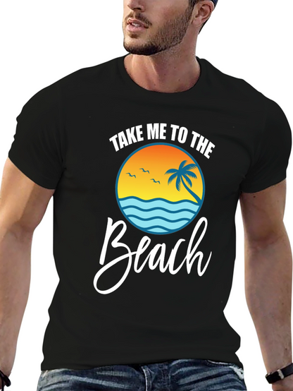 Camiseta Negra Llévame a la Playa Estilo Vacacional