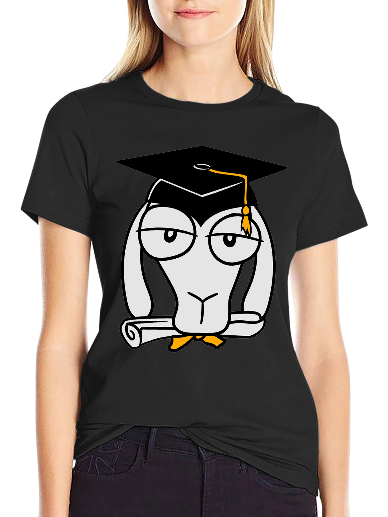 Camiseta Negra con Diseño Divertido de Graduado