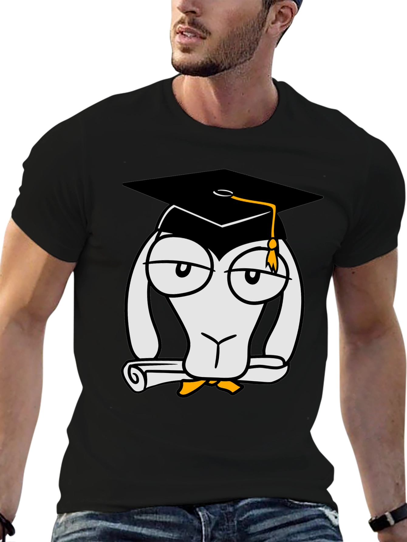 Camiseta Negra con Diseño Divertido de Graduado