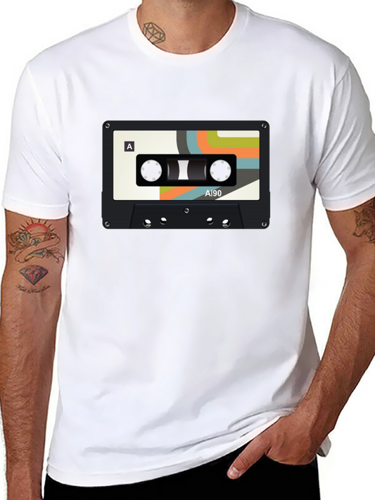 Camiseta Negra con Diseño de Cassette Retro A90
