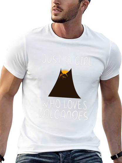 Camiseta Negra Just a Girl Who Loves Volcanoes
