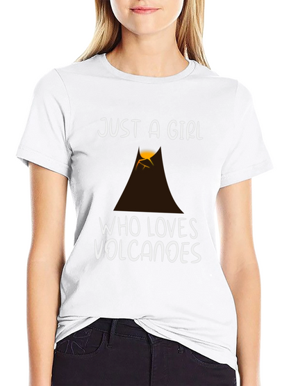 Camiseta Negra Just a Girl Who Loves Volcanoes