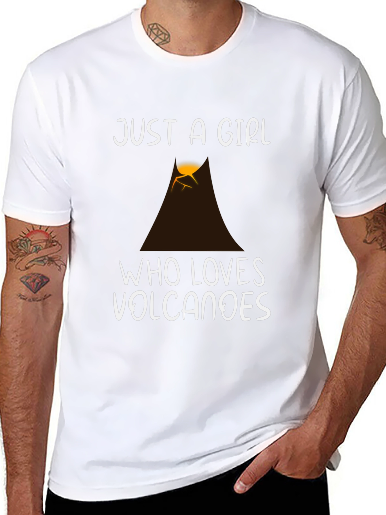 Camiseta Negra Just a Girl Who Loves Volcanoes