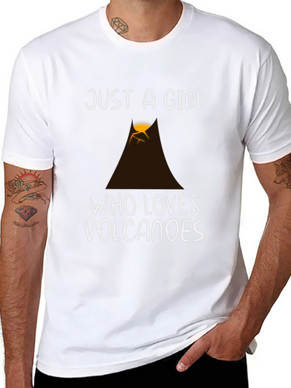 Camiseta Negra Just a Girl Who Loves Volcanoes
