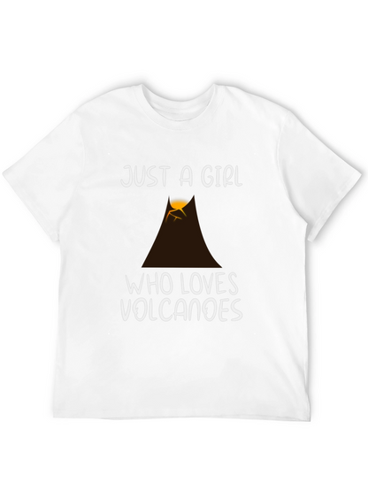 Camiseta Negra Just a Girl Who Loves Volcanoes