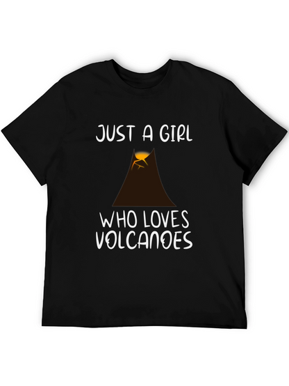 Camiseta Negra Just a Girl Who Loves Volcanoes