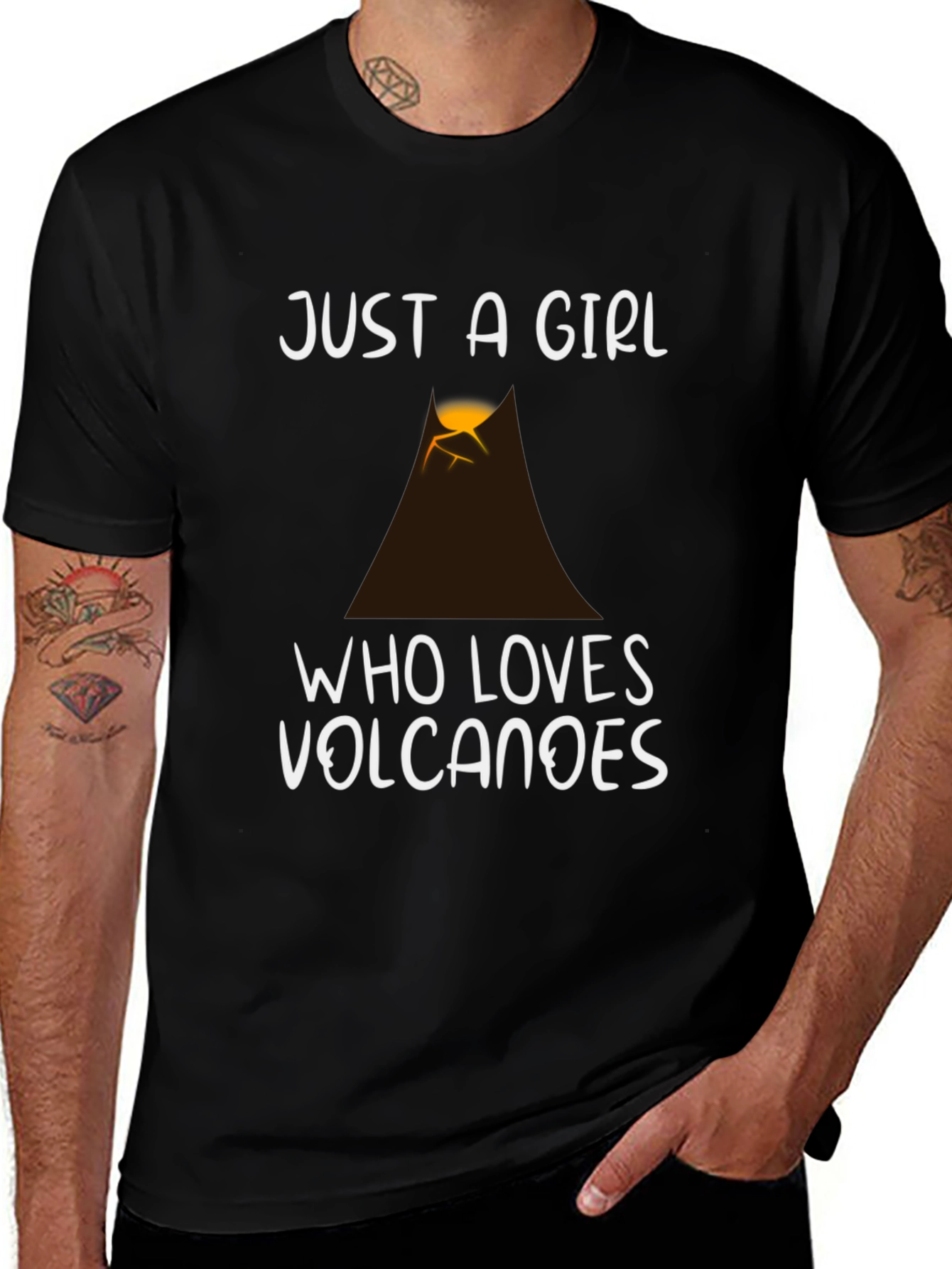 Camiseta Negra Just a Girl Who Loves Volcanoes