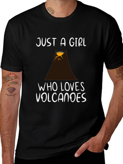 Camiseta Negra Just a Girl Who Loves Volcanoes