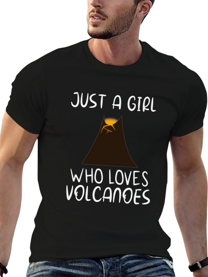 Camiseta Negra Just a Girl Who Loves Volcanoes