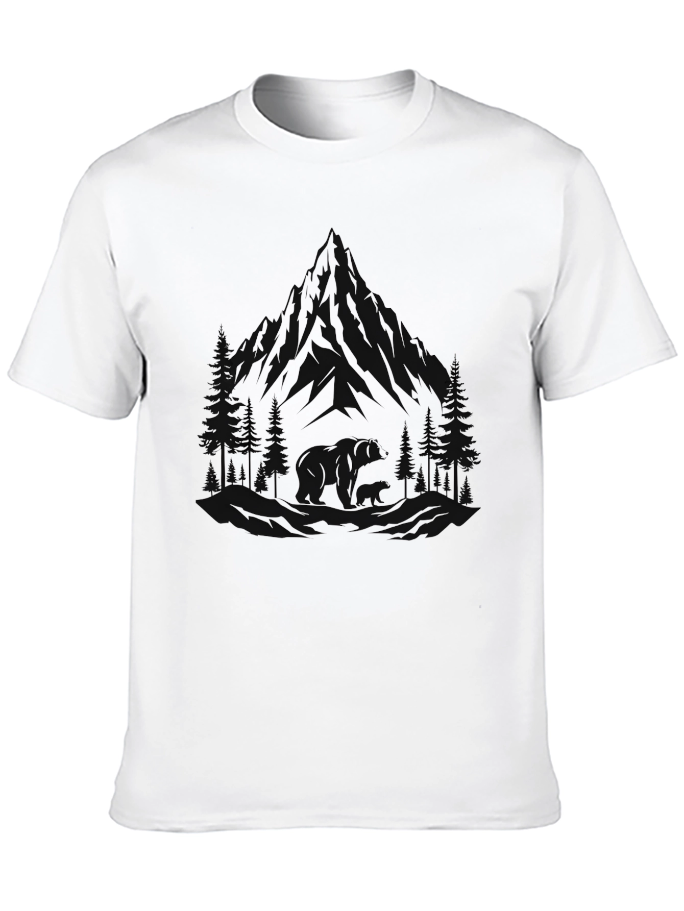 Camiseta Negra con Diseño de Montaña