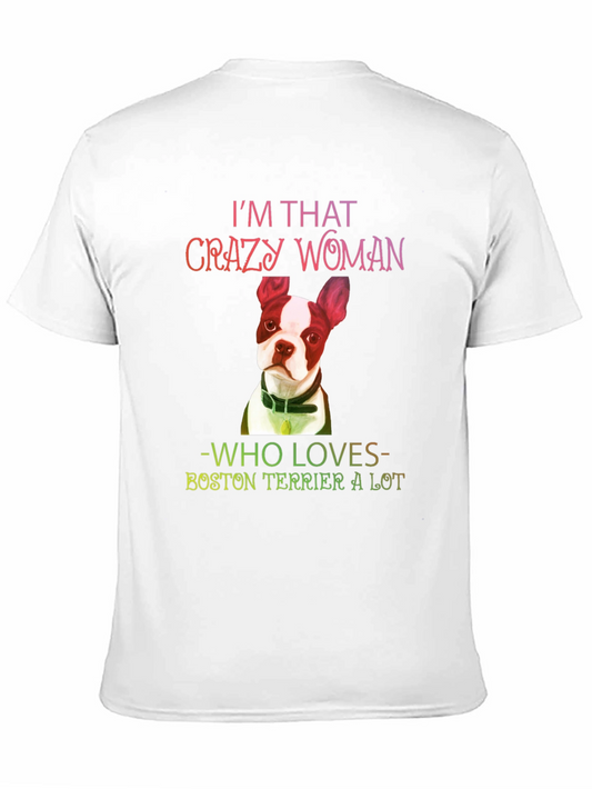 Camiseta Negra Crazy Woman Boston Terrier