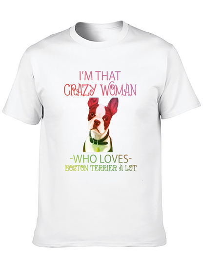 Camiseta Negra Crazy Woman Boston Terrier