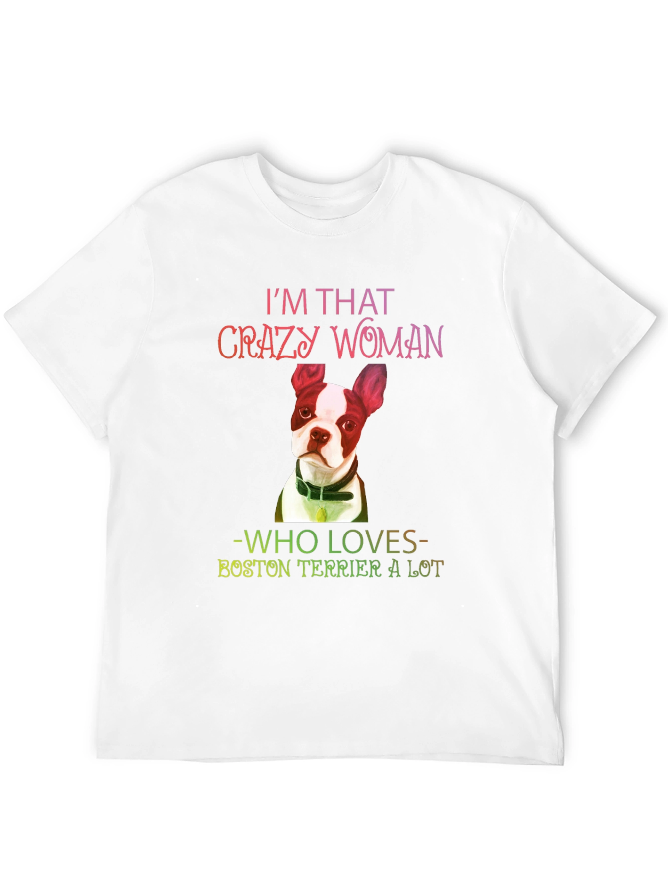 Camiseta Negra Crazy Woman Boston Terrier