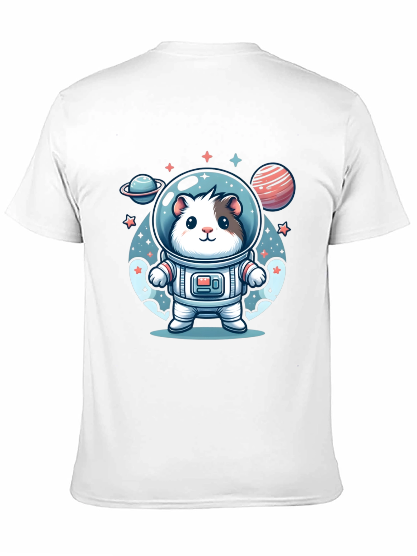 Camiseta Negra con Diseño Astronauta Hamster Espacial