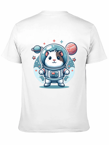 Camiseta Negra con Diseño Astronauta Hamster Espacial
