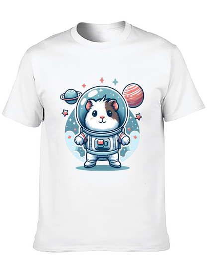 Camiseta Negra con Diseño Astronauta Hamster Espacial